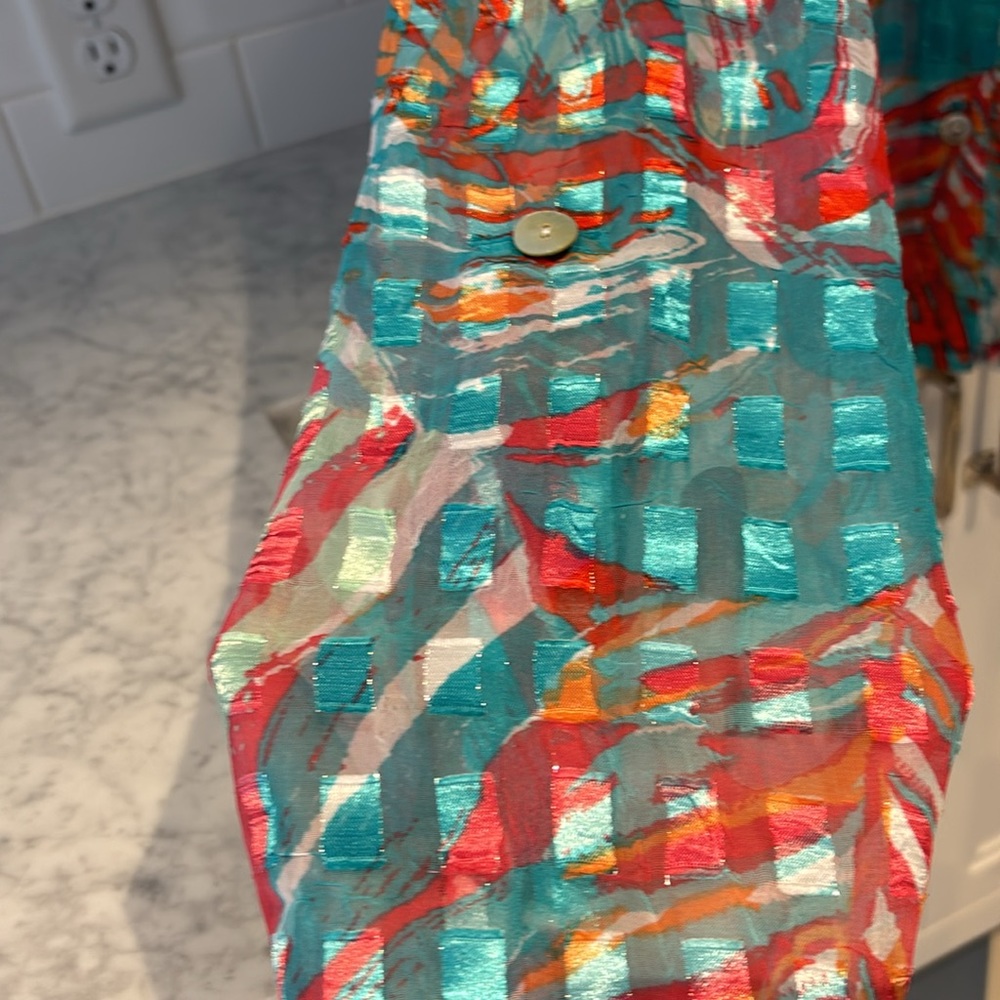 Ruby Rd. Colorful Button Blouse Spring Easter Abstract - Picture 5 of 9